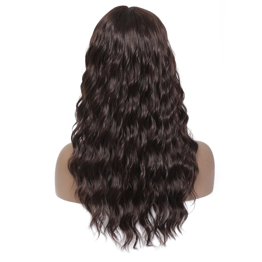 Brown Synthetic Lace Front Wig  Middle Part Soft Long Natural Wave 